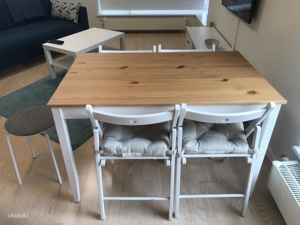 IKEA Dining Table with 4 chairs, round bench and cushions (foto #1)