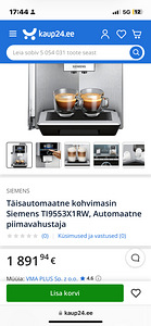 Täisautomaatne kohvimasin Siemens ‎TI9553X1RW, Automaatne pi (4 foto / 6)
