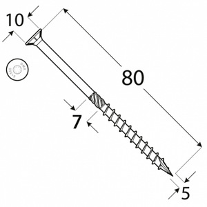 Puidukruvi CS 5×80 200 tk/pakk TORX T25 (2 foto / 3)