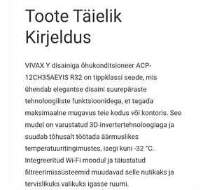Õhksoojuspump Vivax Y Design ( UUS pakendis ) sise ja välis (3 foto / 5)