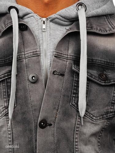 !СКИДКА! Серая джинсовая куртка с капюшоном (фото #5)