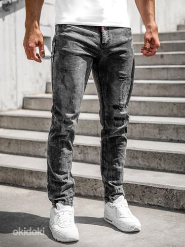 Черные джинсы с эффектом потертости 33L (фото #1)