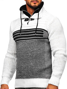 !СКИДКА! Черно-белый свитер с воротником-стойкой