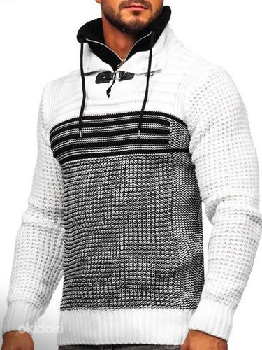 !СКИДКА! Черно-белый свитер с воротником-стойкой (фото #1)