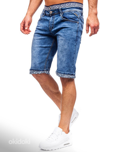 Мужские синие джинсовые шорты (фото #8)