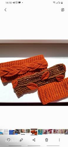 Вязаные повязки для взрослых и детей ручной работы (фото #4)