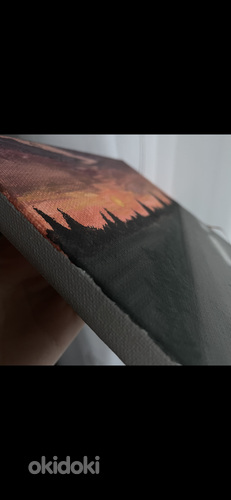 Картина "Дорога на закате" на холсте акриловыми красками. (фото #2)