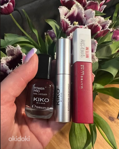 Kiko Milano komplekt (küünelakk, kulmude geel + matt huulepu
