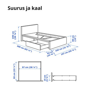IKEA MALM voodiraam koos madratsiga / 2 voodikastiga (5 foto / 5)