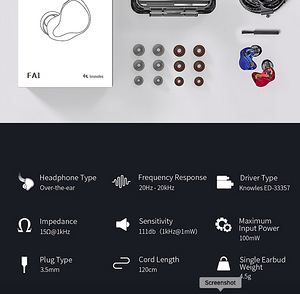 FiiO FA1 HiFi kõrvaklapid MMCX kaabliga 3D Printed 1B (5 foto / 10)