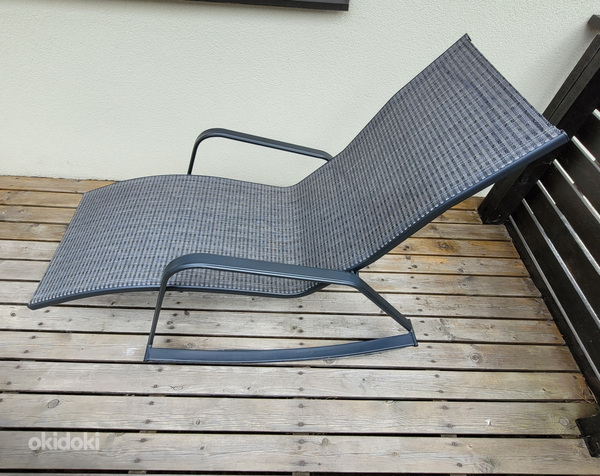 Терраса садовое кресло-качалка шезлонг темно-серый (фото #4)